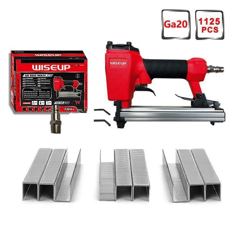 WISEUP Pneumatic Nail Gun Air Wood Frame Stapler with 3600 Staples DIY Wooden Furniture Construction Stapler Nail Pneumatic Tool
