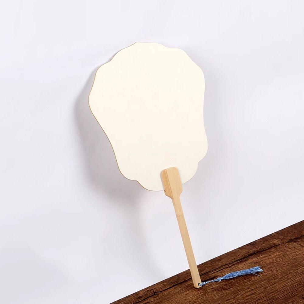 5Pcs Double-side Paper Hand Fans Portable DIY Painting Blank Paper Fan with Tassel Thick Xuan Paper Hand Painting Graffiti Fans