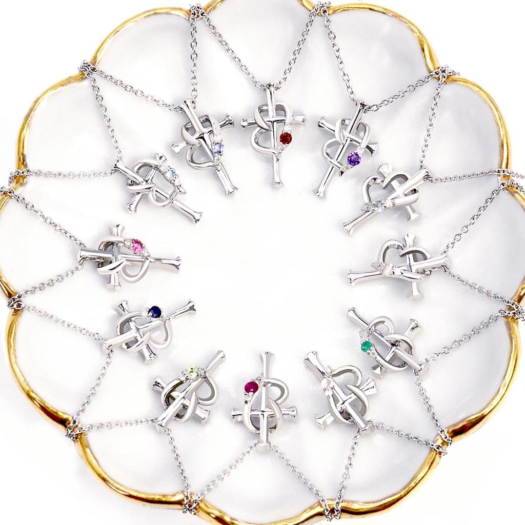 Cross Heart Diamond Birthstone Silver Brown Teddy Bear Sapphire September [Sears] Necklace, P5257-tdt-01-b09