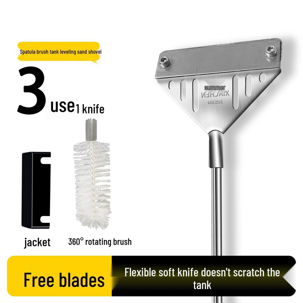 Aquatic Plant Tank Cleaning Set: Algae Scraper, Seaweed Remover, Moss Knife, No Dead Angle Brush Tool.