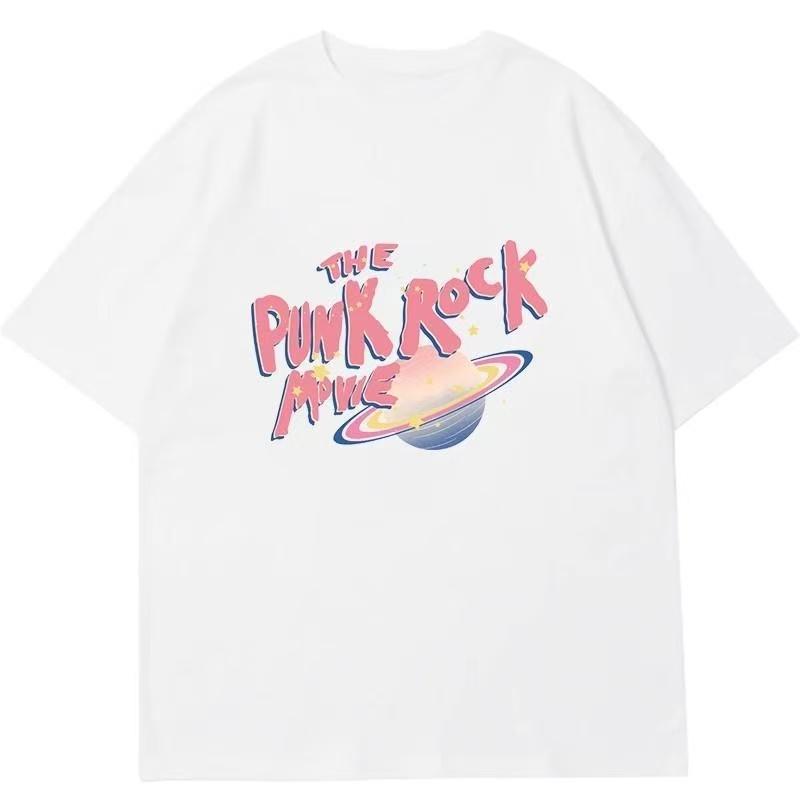 IU Lee Ji Eun planet Tshirt Cotton Loose Round Neck Short Sleeve T Shirt Unisex Women Kpop Fashion Y2K Summer Printed Tee Tops S