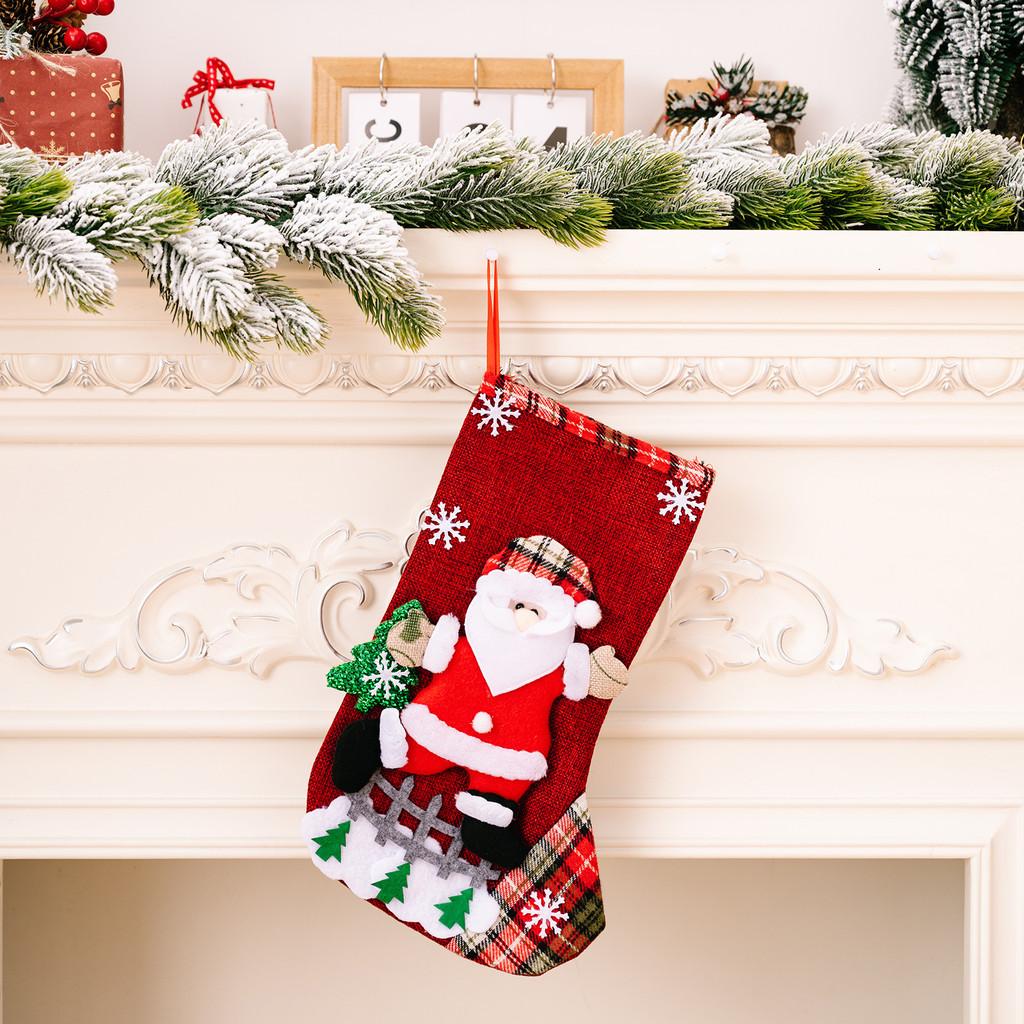 Christmas Burlap Plush Stockings Delightful Holiday Gift Bags For Candy And Decorations
