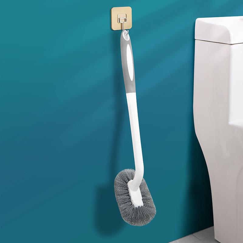Wall-Mounted Long-Handled Toilet Brush with Soft Bristles & Groove Design