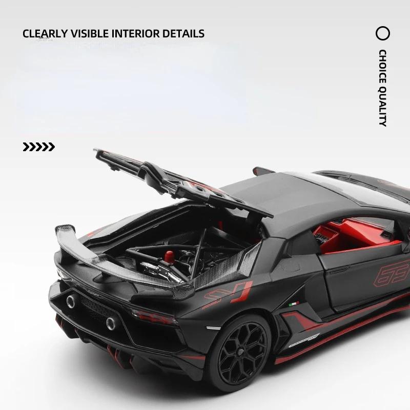 1/24 Lamborghini Aventador SVJ63 Super Car Model Simulation Diecast Sports Car Toy Kids Boys Gift Collective Miniauto Vehicles