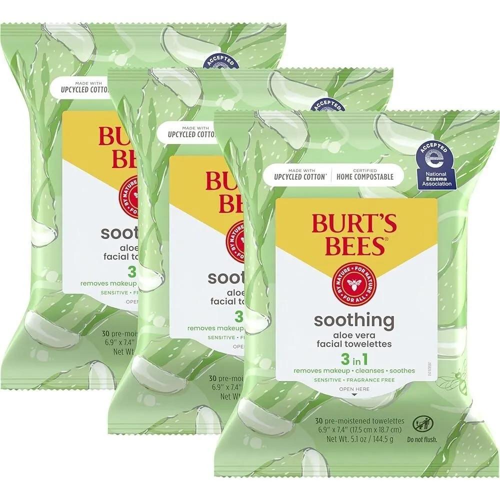 

Burt s Bees Sensitive Facial Cleansing Cotton Tissues (3 packs of 30 sheets) For Sensitive Skin