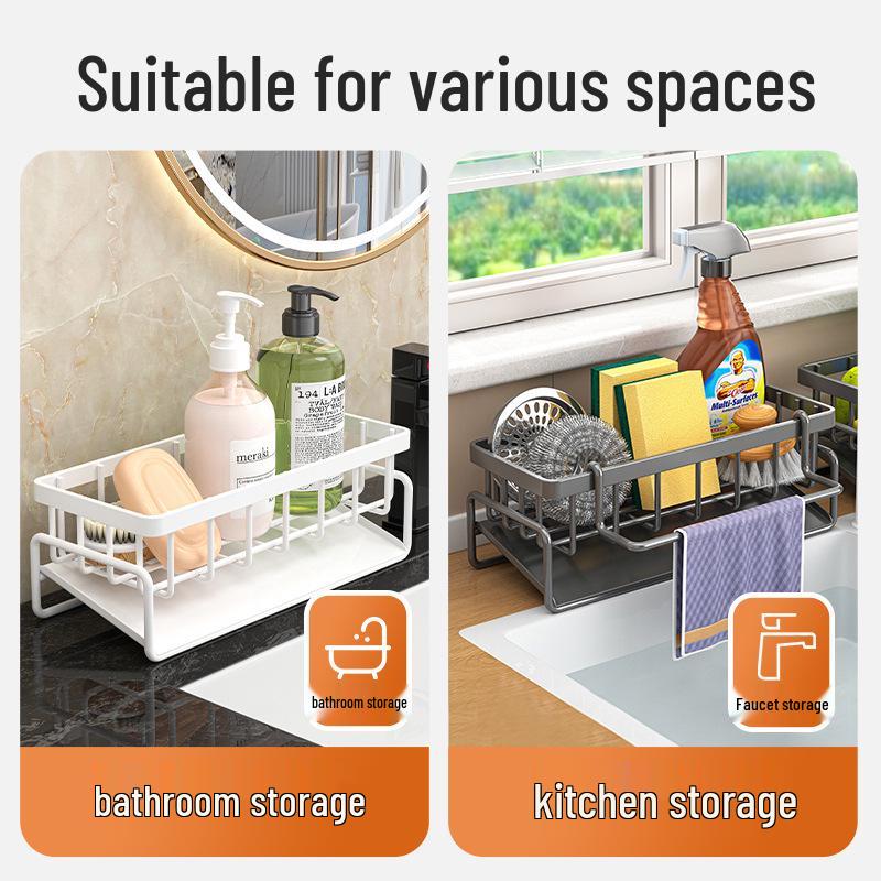 Multifunctional Kitchen Sink Organizer: Dishcloth, Sponge, Soap, Steel Wool Holder