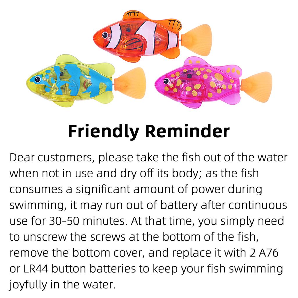 Interactive Robot Fish Toys For Cat/Dog,Activated Swimming In Water With Led Light,Swimming Bath Plastic Fish Toy Gift