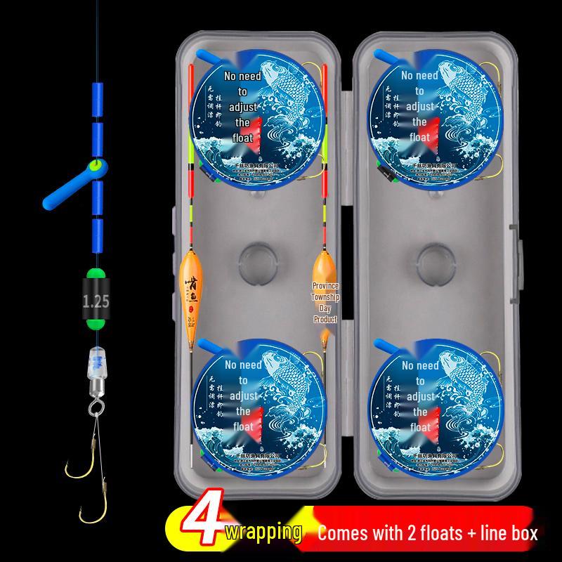 Vorgebundenes Hochsensibles Karauschen-Schwimmer-Set: Enthält Schwimmer, Hauptschnur, Doppelhaken und Vorfach zum Bachfischen.