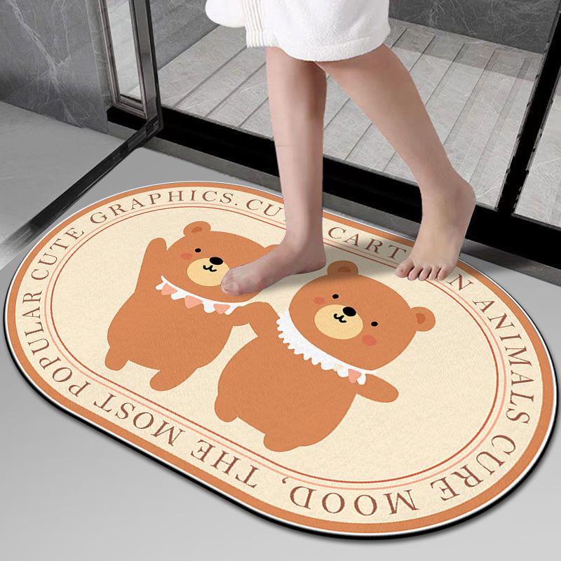 Toilet Cartoon Mat Bathroom Absorbent Mat Toilet Non-slip Door Mat Door Mat Carpet Bedroom Can Be Washed By Hand