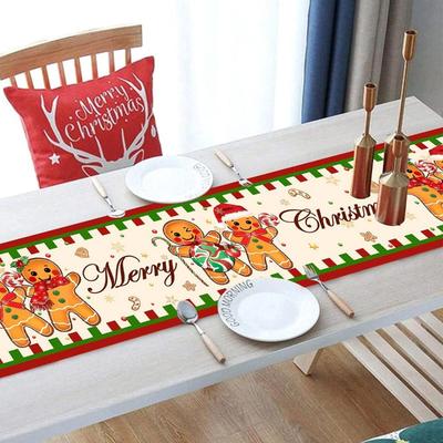 1 Stück Polyester Lebkuchen Tisch Weihnachten Esszimmerdeko für Party Festliche Feiertags-Tischdecke Esstischdekoration