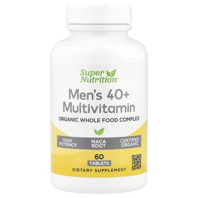 Super Nutrition, Multivitamines Aliments Naturels Biologiques pour Hommes de Plus de 40 Ans, 60 Comprimés