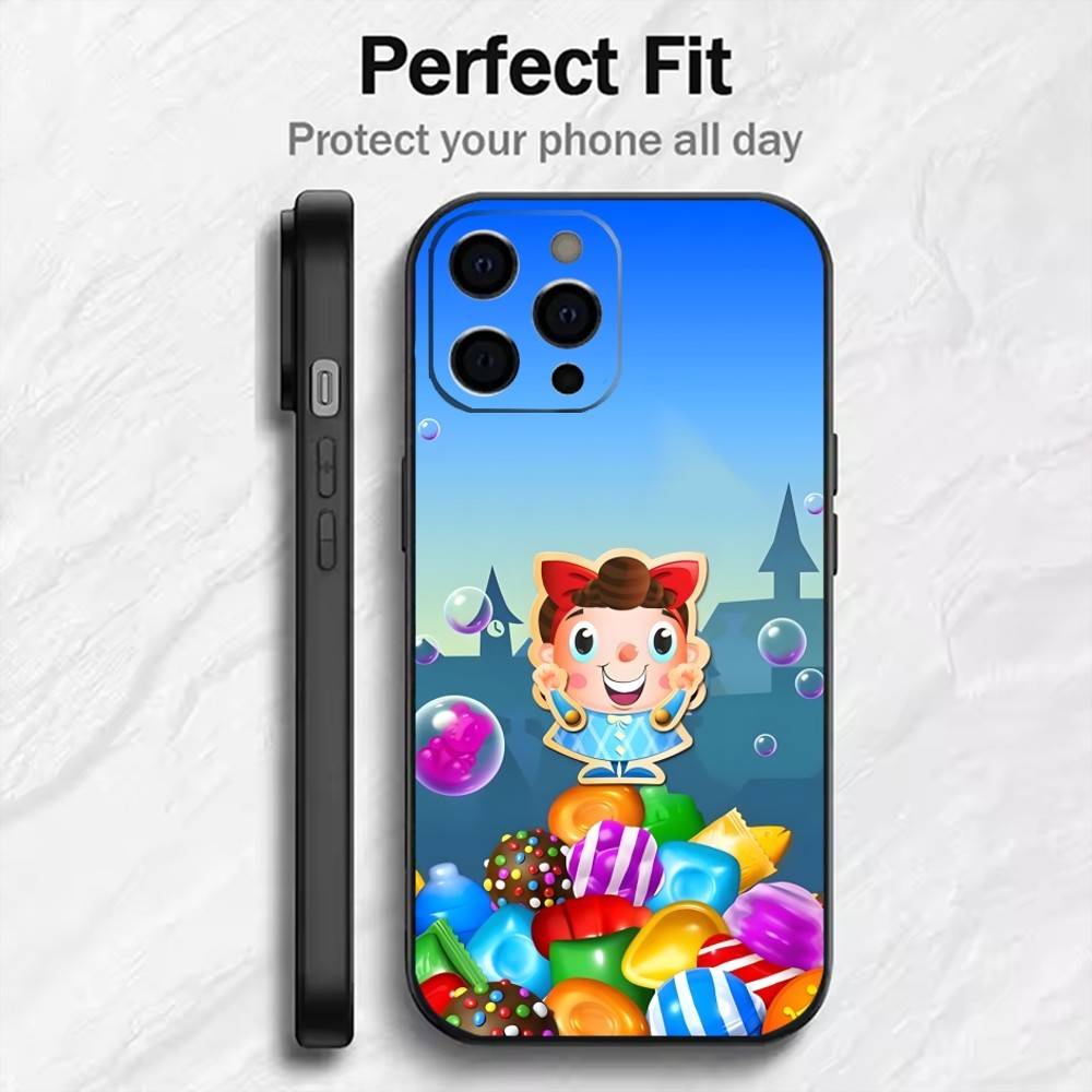 CCS Game C-Candy C-Crush Parinting Phone Case For iPhone17,16,15,14,13,12 Plus,Max Soft Silicone Black Cover