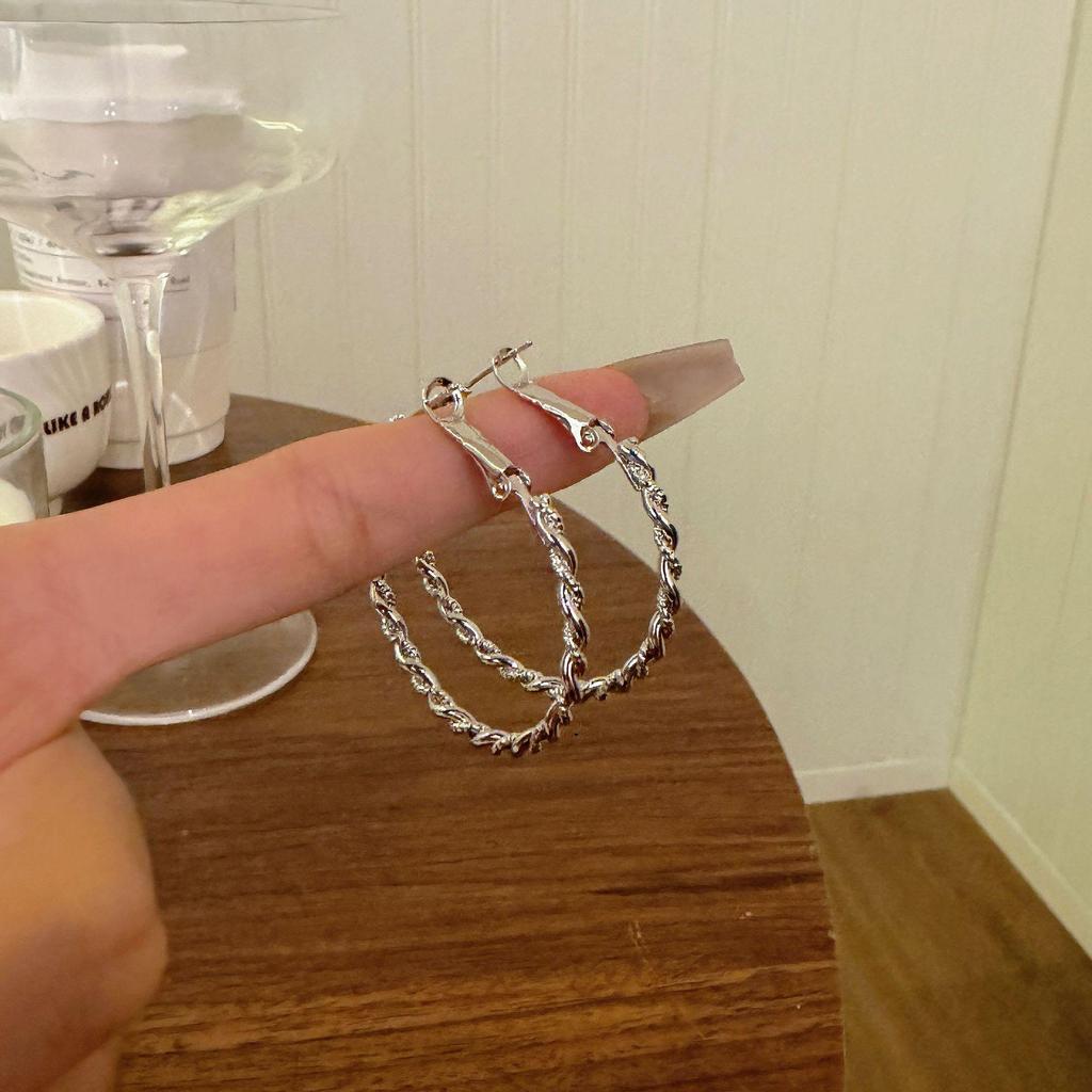 Elegant European & American Geometric Twisted Metal Hoop Earrings