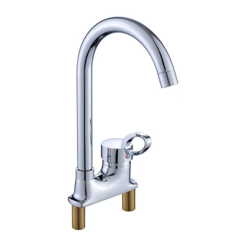 

Double-hole Wash Basin Faucet Bathroom Hot and Cold Tap High-footed Wash Basin Large Curved Kitchen Sink Faucets Bathtub Faucet срібний