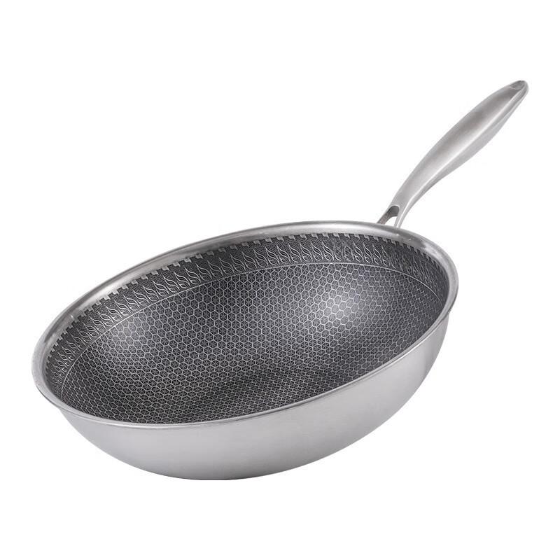 Wutuo 34CM 316 Stainless Steel Non-stick Wok with Standable Lid