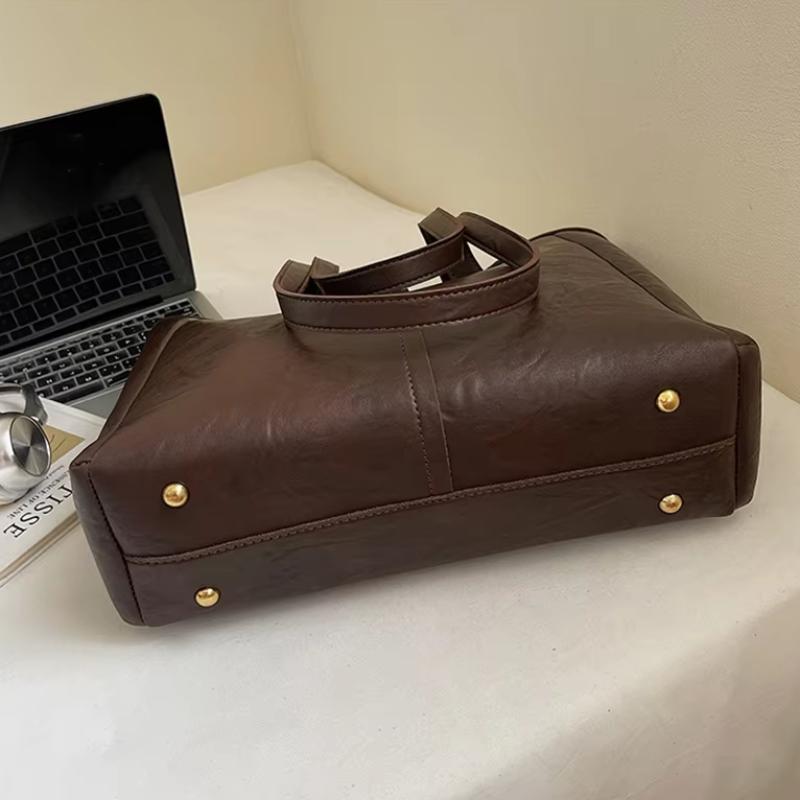 Vintage PU Leather Solid Color Shoulder Bags for Women Tote Bag 2026 Winter Luxury Designer Simple Handbags and Purses