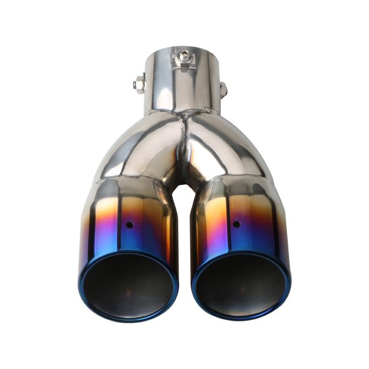 1Pc Universal Car Exhaust Muffler Tip Round Stainless Steel Car Tail Rear Chrome Round Exhaust Pipe Tail Muffler Tip Pipe Silver