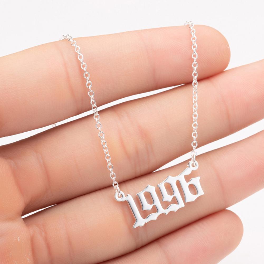 Stainless Steel Date Year Number Necklace Hollowed Personalized Birthday Gifts 1980-1999