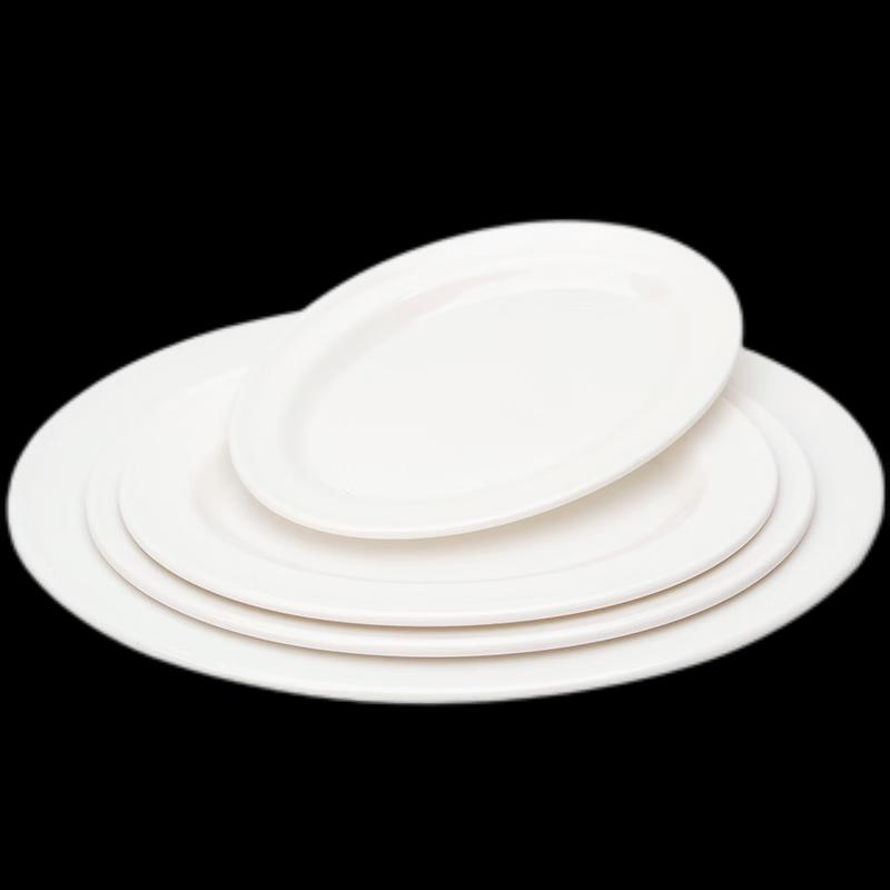 Qianxing White Melamine Oval Serving Plate (8-inch, 10-pack)