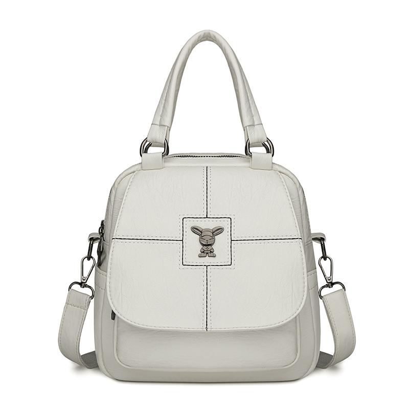 

Многофункциональная сумка через плечо Женский рюкзак из мягкой кожи Однотонная сумка через плечо бежевый