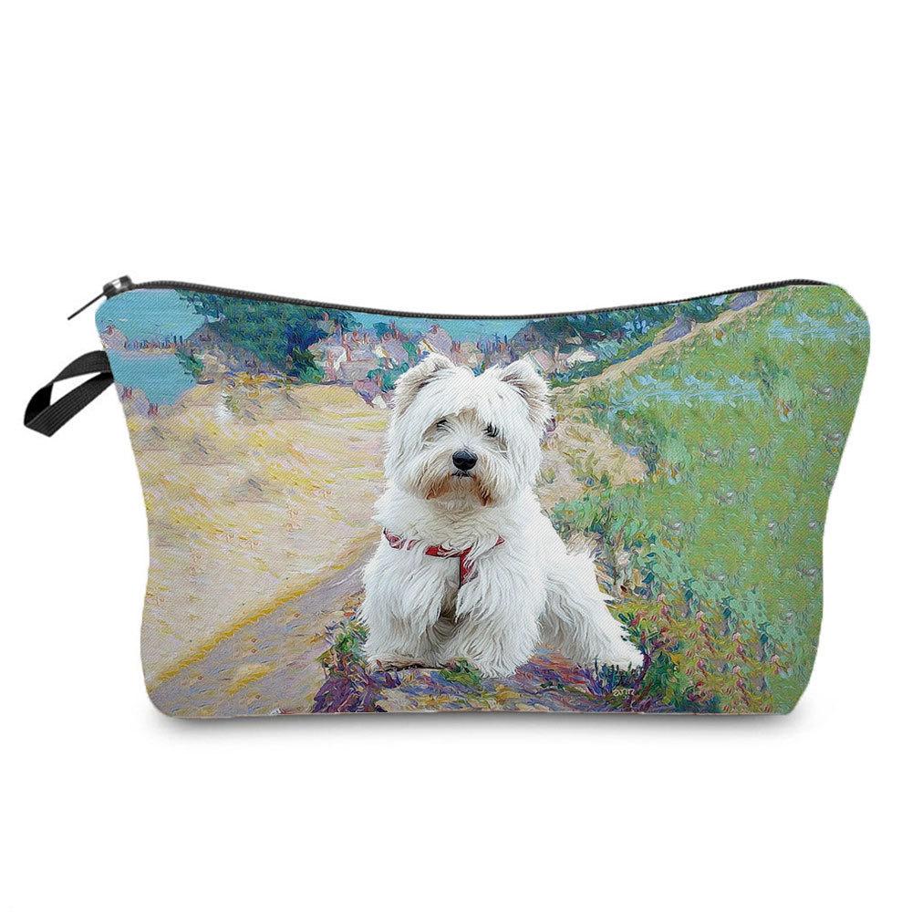 Women Dog Print Cosmetic Bag Toiletries Organize Travel Storage Case 6773