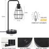 New Set of 2 Black Industrial Table Lamp Nightstand Bedside Lamps w/ USB Ports Shade