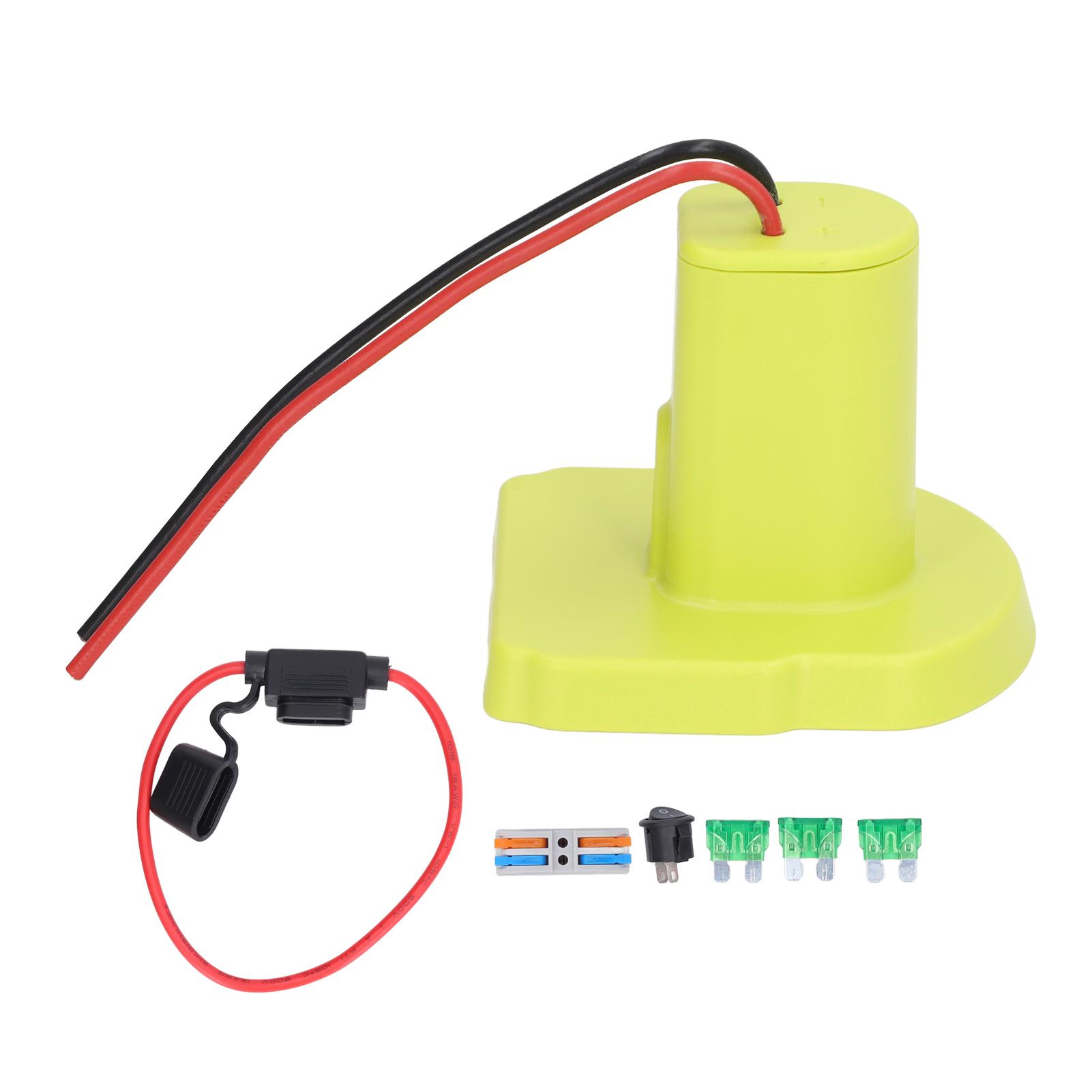 

Power Connector Battery Adapter with 30A Fuse Current Switch Stable Battery Converter for Ryobi 18V