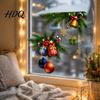Easy Peel Wall Decals Christmas Window Clings Xmas Ball Gift Box with Pine Branch Holiday Balcony Glass Art Bell Snowflake Reusable Static
