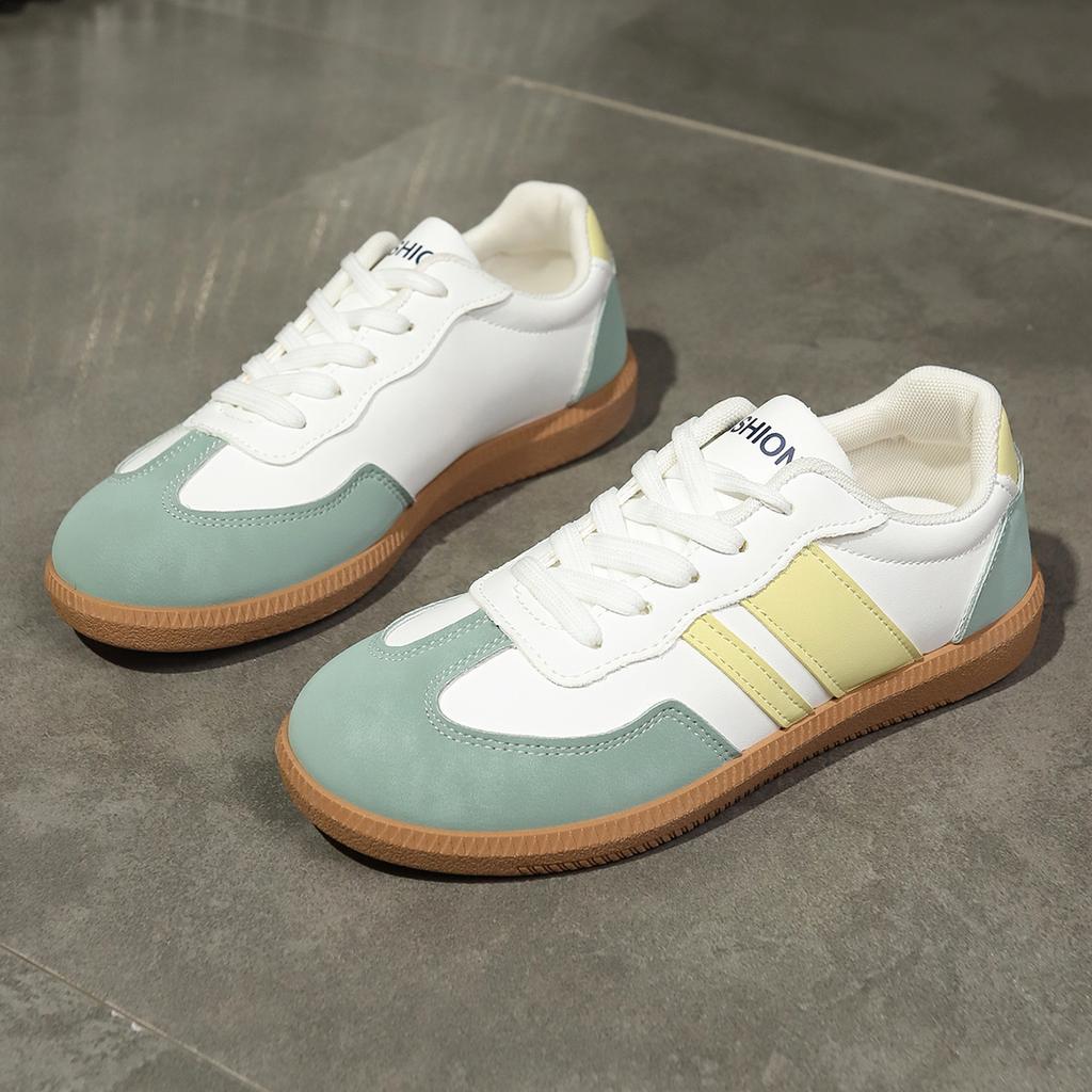 Fashion Fashion Patchwork Lace Up Stitching Decoration Sneakers Women Autumn Casual Round Toe Low Heel Shoes Non Slip Skateboard Shoes