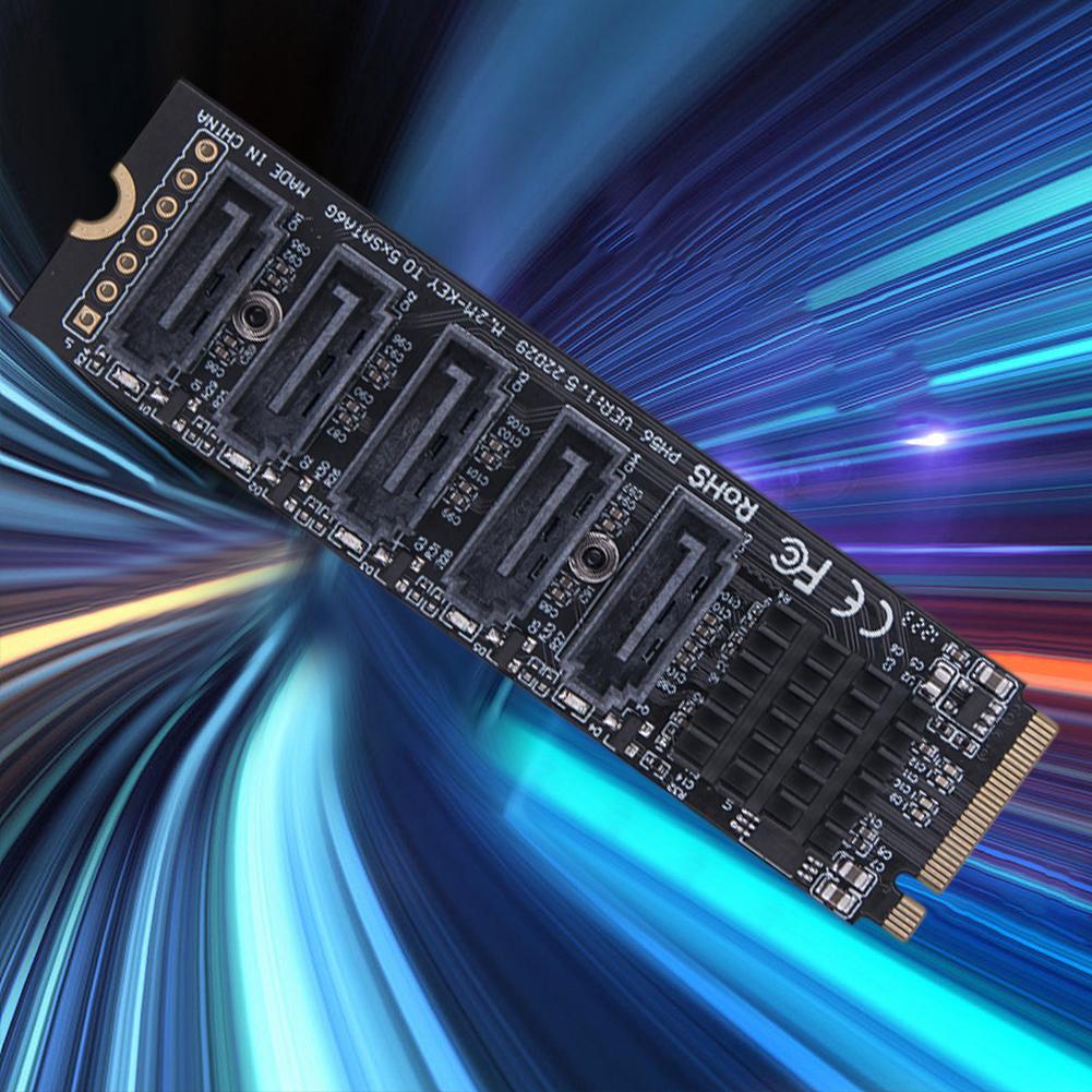 6 Port Expansion Card For SATA III 6GB/S JMB575 Chipset M.2 NVME NGFF PCI-E PCIE X4 X8 X16 To SATA 3.0 Adapter Riser Card