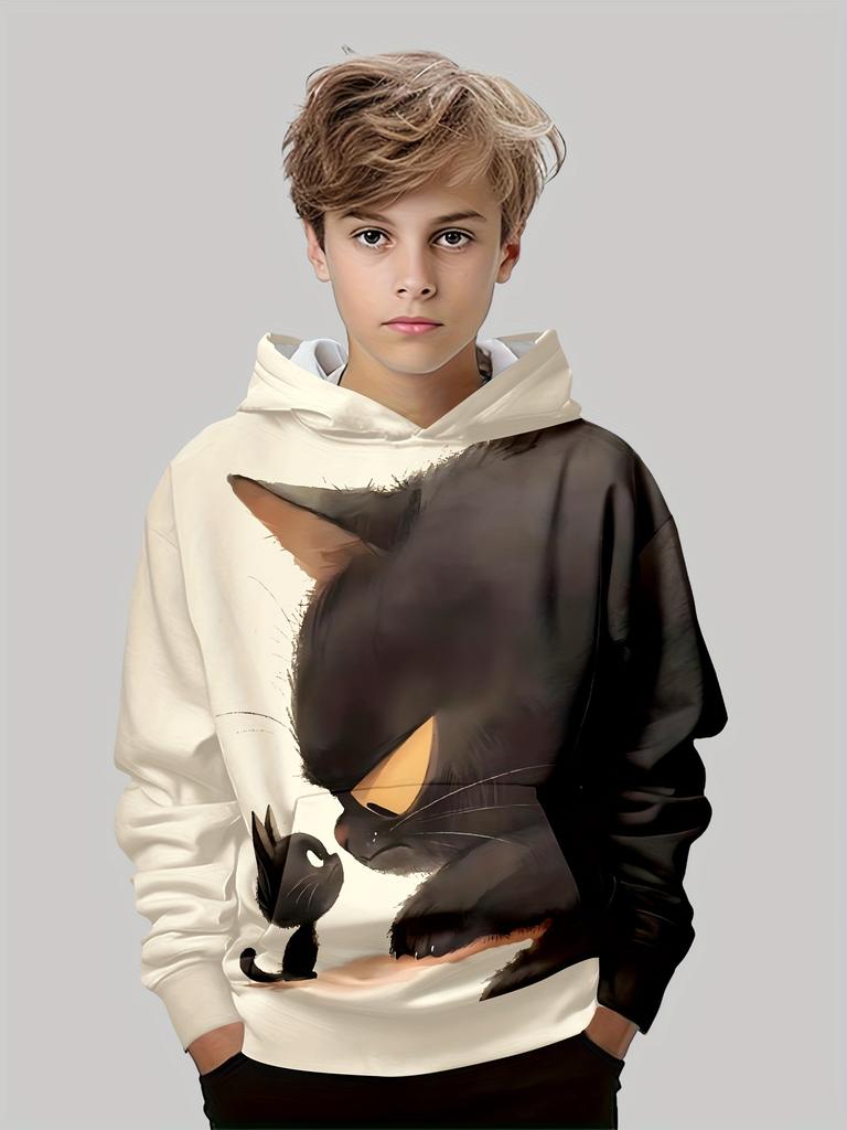 Dětské oblečení Mikiny s dlouhým rukávem Dětská mikina Kreslený Dětská móda Kočičí potisk Dívčí letní oblečení Chlapecký top