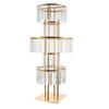 5 Tier Wedding Centerpieces Flower Stand with Hanging Crystals Gold Vases Round Flower Chandelier Pedestal for Birthday Party