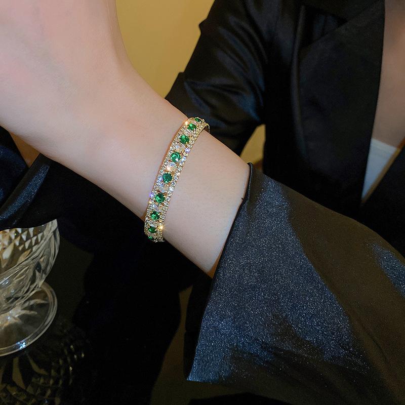 Stone Letter Bracelet Light Luxury Temperament Bracelet Fashion Versatile High-end Jewelry