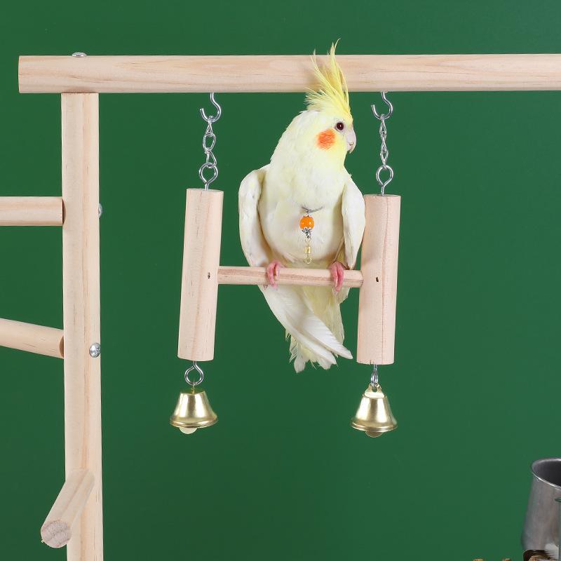 Solid Wood Bird Stand Interactive Platform Jiaohua Standing Stick for Pets Eco-Friendly Wooden Toy