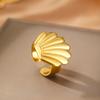 Vintage Stainless Steel Scallop Rings for Women Men Classic Ocean Starfish Shell Open Rings Aesthetic Jewelry Summer Beach Gift