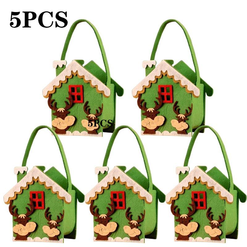 1-10PCS Christmas Felt Candy Bags Cartoon Apple Pouch Santa Sack Kids Gift Packaging Bag Xmas Tree Holiday Decoration