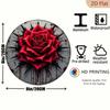 Metal Wall Art Poster, Round Gothic Rose 20x20 Cm Home Decor
