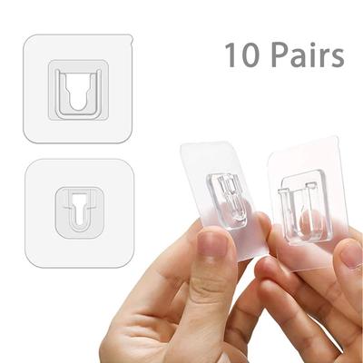 5/10 /20/30 Pairs Of Sticky Hanging Double-Sided Hooks Household Finishing And Storage Transparent Hooks Furniture Accessories