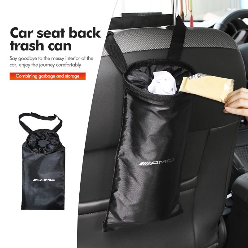 BTY4 Car Seat Back Trash Holder Hang Litter Bag Garbage Storage For Mercedes Benz AMG W204 W205 W203 W211 W201 W210 W108 W124 W126