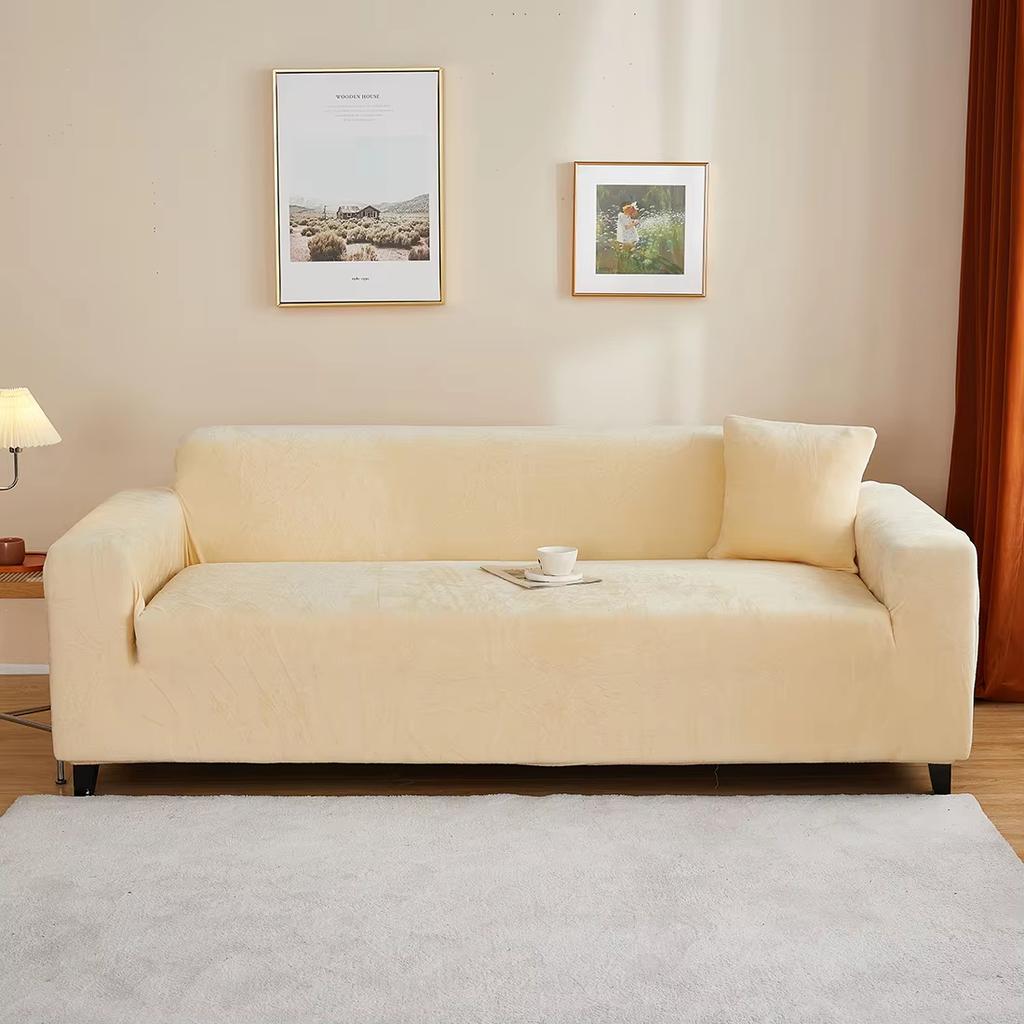 1pc Plush Sofa Cover Winter Warm Thick Plush Soft Sofa Slipcover Non-slip Sofa Couch Cover Furniture Protector for Living Room