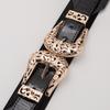 Women's Retro Hollow Double Buckle Elastic Waist Belt - Versatile Fashion Accessory in Black