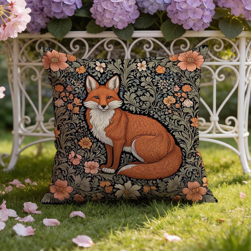 W-William M-Morris Art Fox Cushion Cover Home & Car Dual-Scene Pillow Cover: Reversible for Premium Comfort