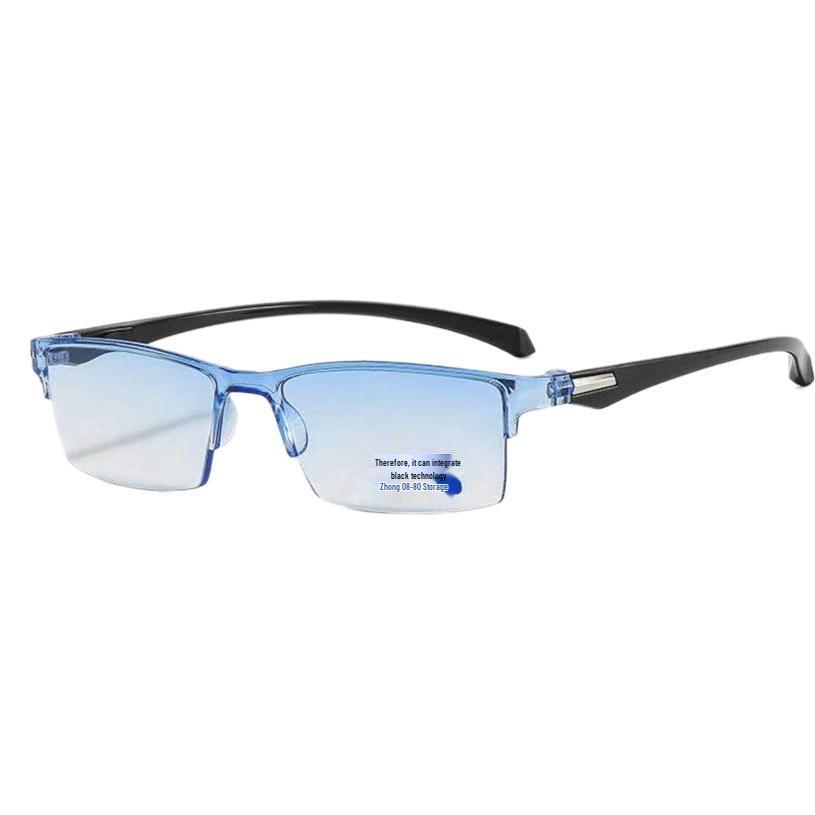 In Stock Smart Zoom Half-Frame Blue Light Blocking Reading Glasses for Fashionable Elderly Business