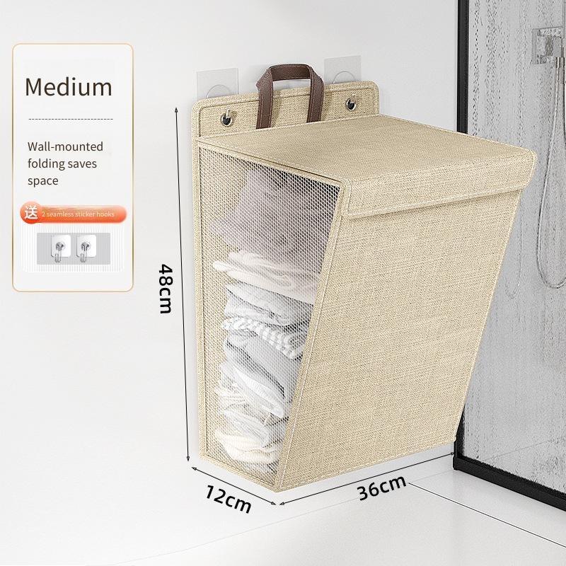 Wäschekorb Faltbar Haushalt Schlafsaal Multifunktional Aufbewahrung Hängende Kleidung Moderner Minimalismus Grau und Beige