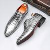 Luxury Leather Shoes for Men Wedding Party Nightclub Printed Mens Derby Shoe Men Lace-up Flats