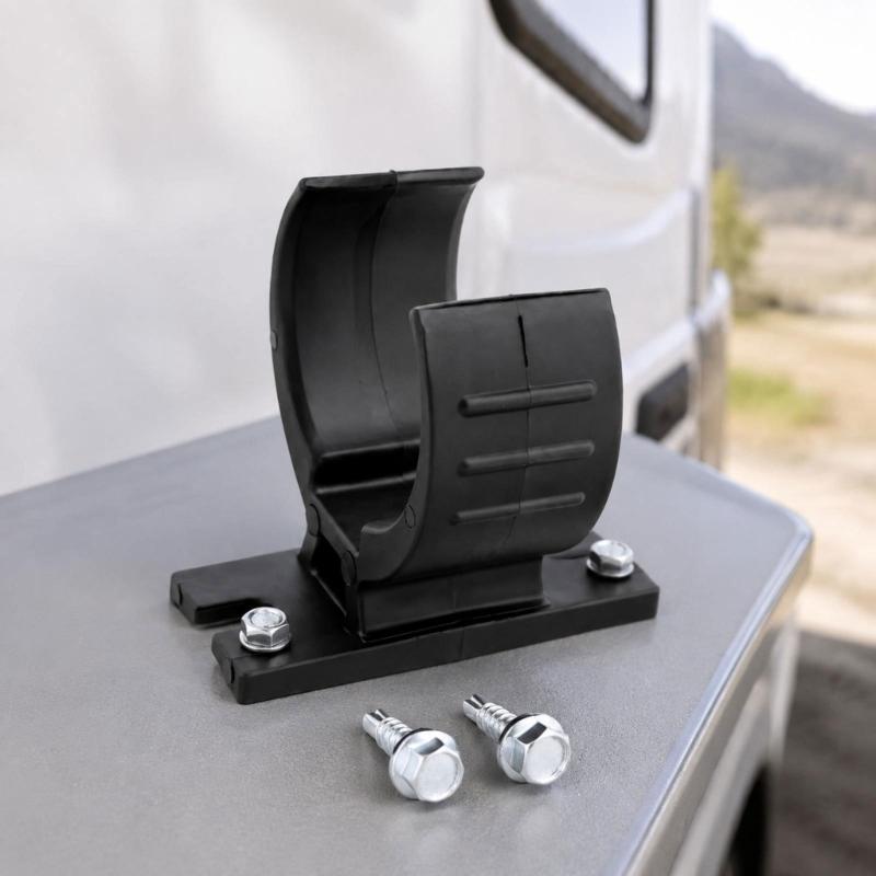 Towing Wiring Parking Bracket for US 6 Way and 7 Way Trailer Ends, Black Screw Mount Clip with 2 Mounting Screws and Plastic Body Use