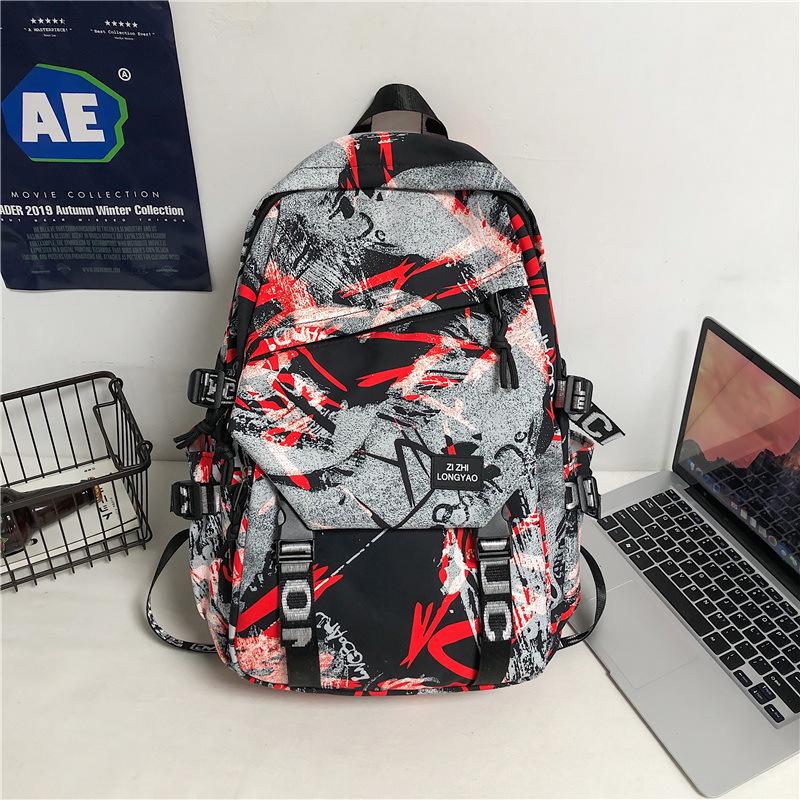 Spot Graffiti Streetwear Lightweight Backpack for Students & Casual Use