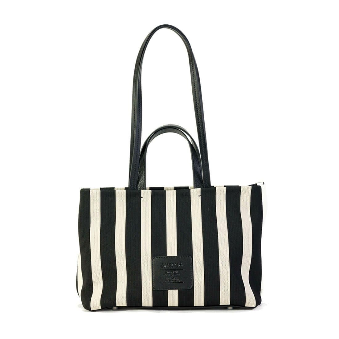 

Barcos Striped Tote Shoulder or Handbag for Lightweight and Durable Polyester Material with Large Knit-Style 2-Way Bag, Bag, Women. Capacity. Black. чорний
