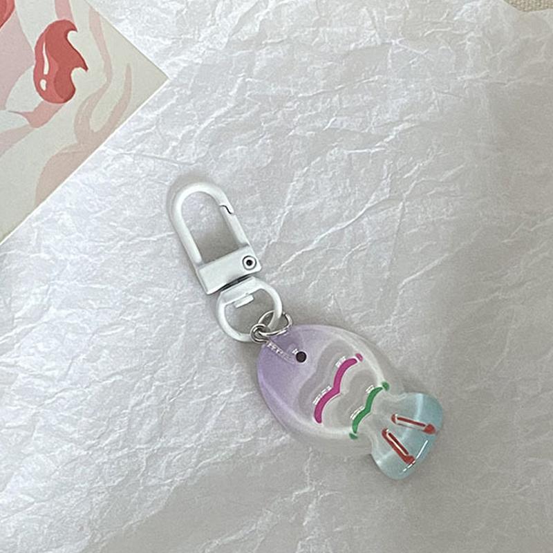 Ice Transparent Colorful Fish Keychain Gift Kawaii Lanyard Trinket
