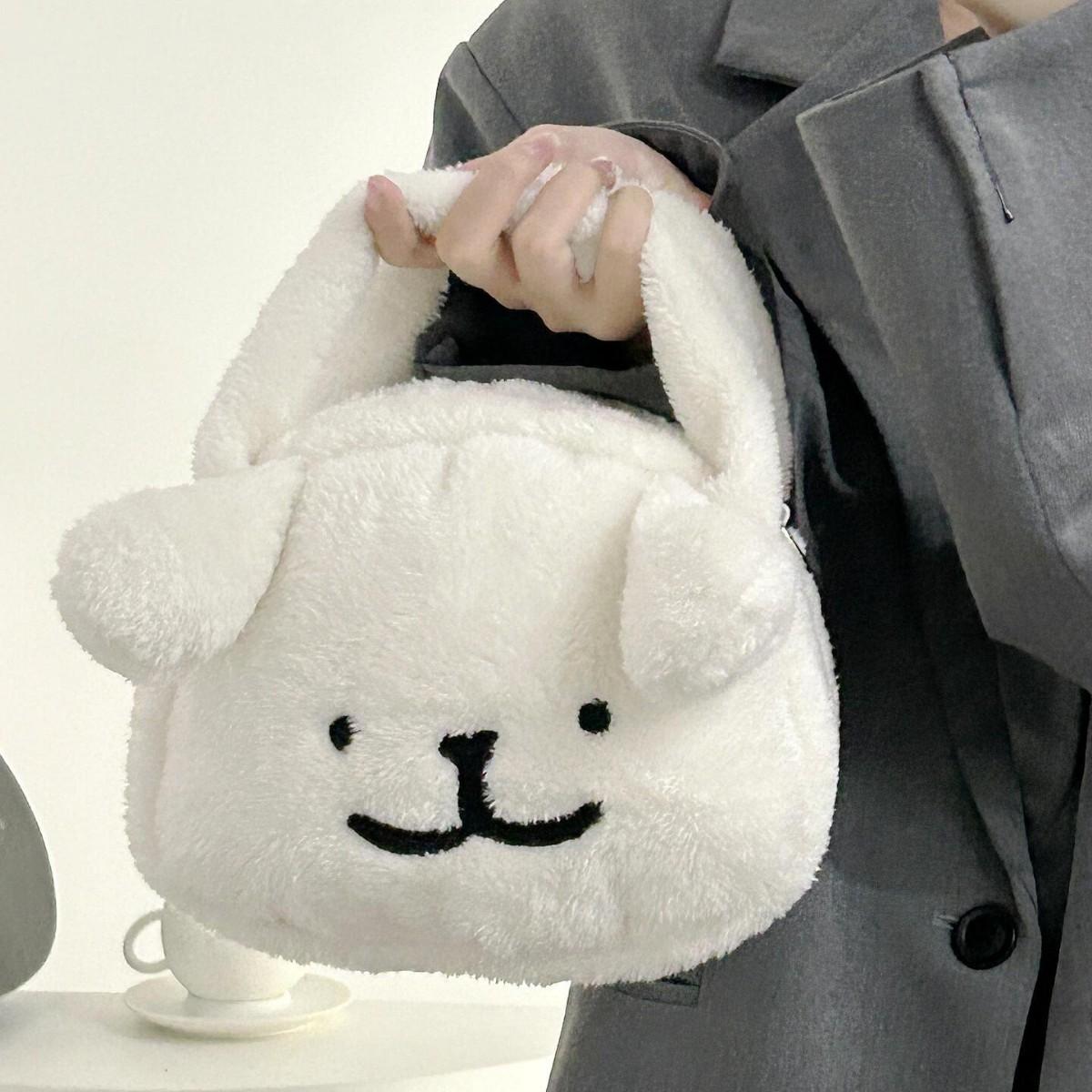 

Japanese cute Internet celebrities with the same messenger bag lines plush puppy handbag 2025 new autumn and winter Mao Mao bag белый